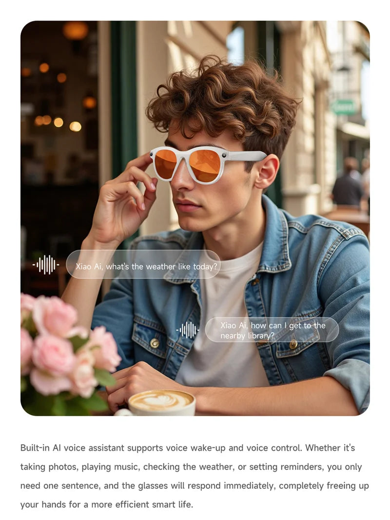 Lenovo Smart AI Glasses 1200MP 8K HD Color Changing Chat Translate Camera Bluetooth Call Voice Assistant Music Control Glasses