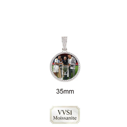 ESKEEM Custom Picture Moissanite Pendant Necklace 18k Gold Plated Personalized Brass Circle Chain Photo Pendant for Men Women