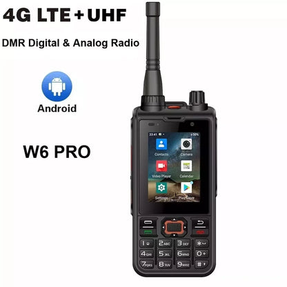 ANYSECU 4G Network Radio W6PRO Android 12 Work with Real-ptt Zello WIFI UHF 400-480mhz DMR Digital Radio