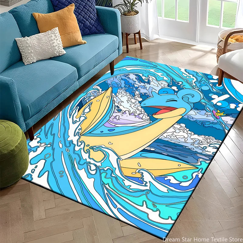Japanese Anime Pokemon Card Retro Charizard Area Carpet for Living Room Home Decor Sofa Table Rug Anti Slip Chair Floor Mat Gift