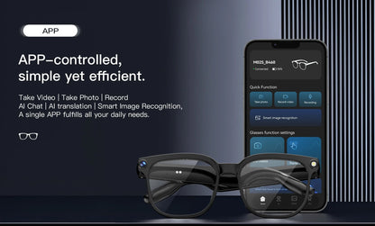 Smart Glasses IP65 Waterproof Connect To Mobile APP Video and Photo Translation AI Language Assistant Bluetooth Smart Glasses
