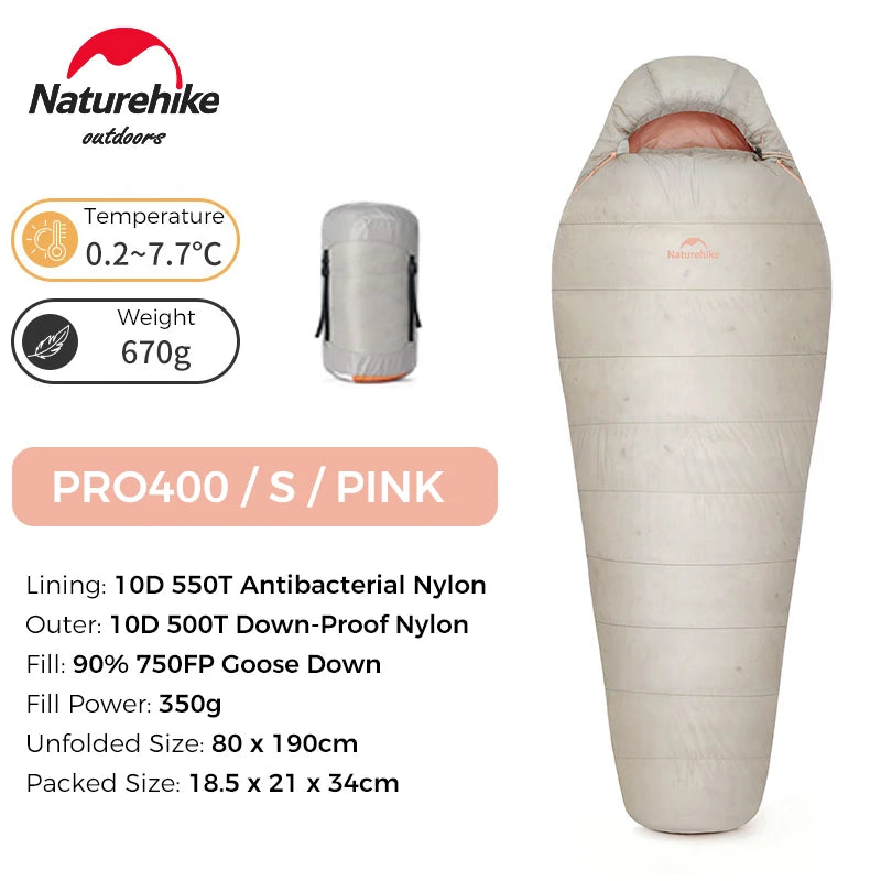 Naturehike Snowbird Pro Goose Down Sleeping Bag Winter Sleeping Bag Ultralight Hiking Camping Goose Sleeping Bag Thickened Cold