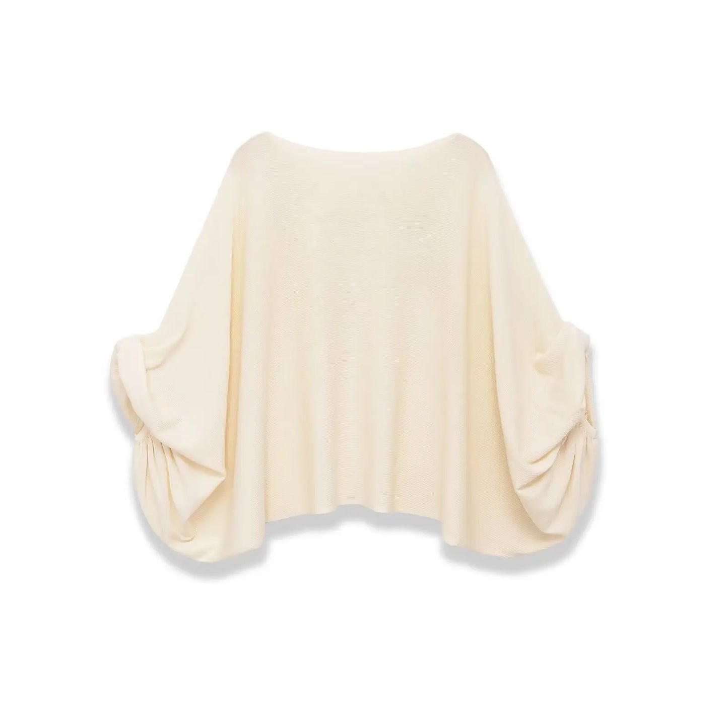 TFAFXY 2026 Spring Casual Women Knit Solid Long Sleeve Chic Beige Bat Sleeve Loose Fashion Sweater