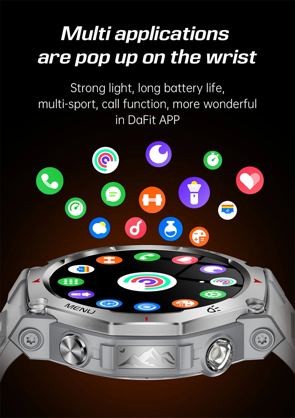 2026 New Military Active Edge Smart Watch Men 10ATM Waterproof GPS Motion Track 100+Sport Modes Heart Rate HD BT Call Smartwatch