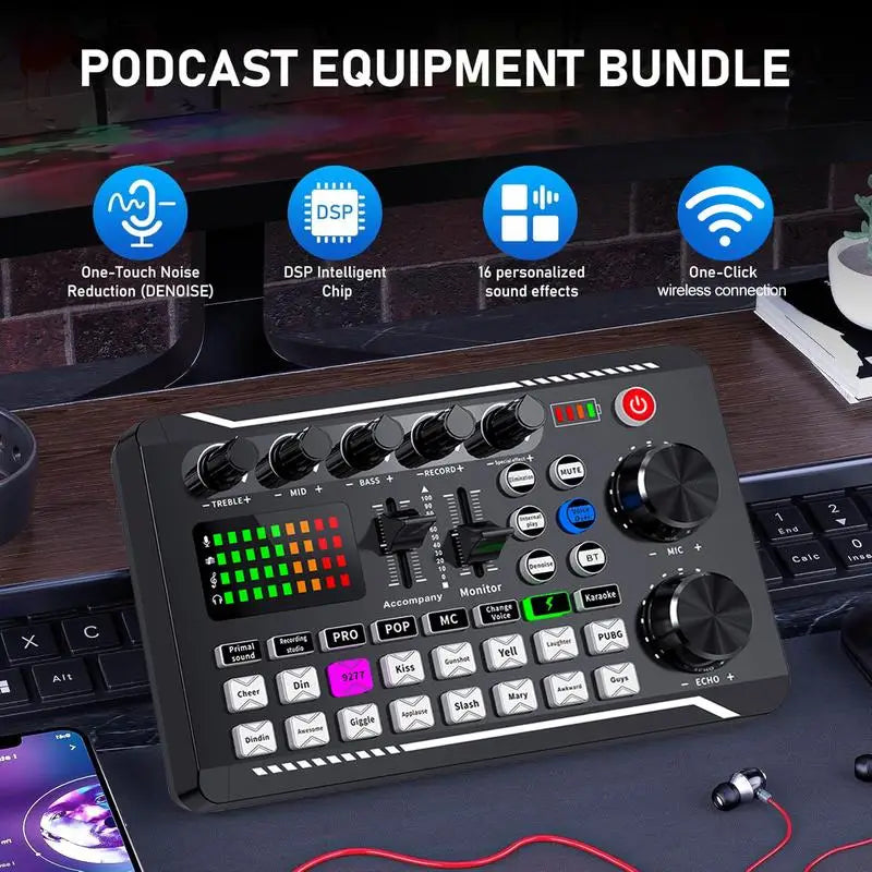 Condenser Microphone with Tripod Stand and Audio Mixer for Studio Recording Vocals, Voice Overs, Streaming Broadcast