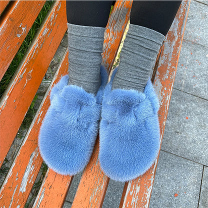 New Clogs Slippers Faux Mink Fur Slippers Women Shoes Woman 2025 Trend Plush Slipper Winter Warm Luxury Designer Shoes for Women