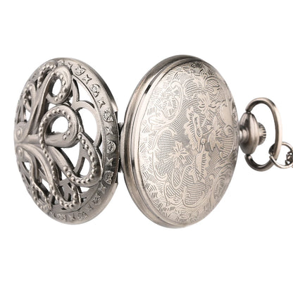 Retro Octopus Pattern Quartz Pocket Watch Arabic Numerals Dial Necklace Pendant Clock Vintage Fashion Timepiece Gift Unisex