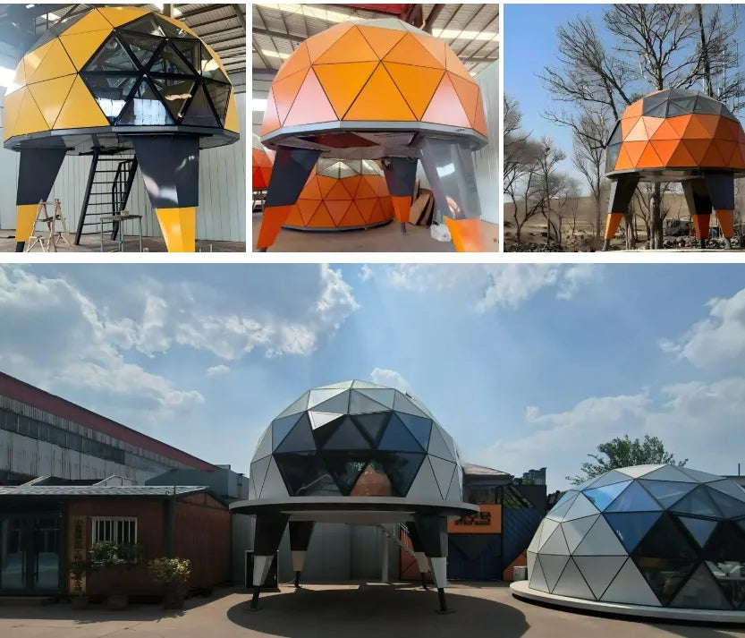 Custom Windproof Igloo Dome Camping Crystal Dome Tent Luxury Aluminum Glamping Geodesic Glass Dome House Tent With Bathroom