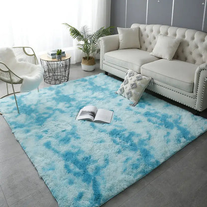 Nordic Ins Wind Tie-dye Gradual Change Silk Plush PV Plush Living Room Coffee Table Mattress Bedside Bedroom Dining Room Carpet