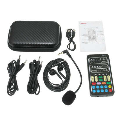 I9 Sound Cards Set Mini Voice Changer Voice Live Sound Card + Headphones + Microphone Audio 8 Sound Effect Machine Equipment