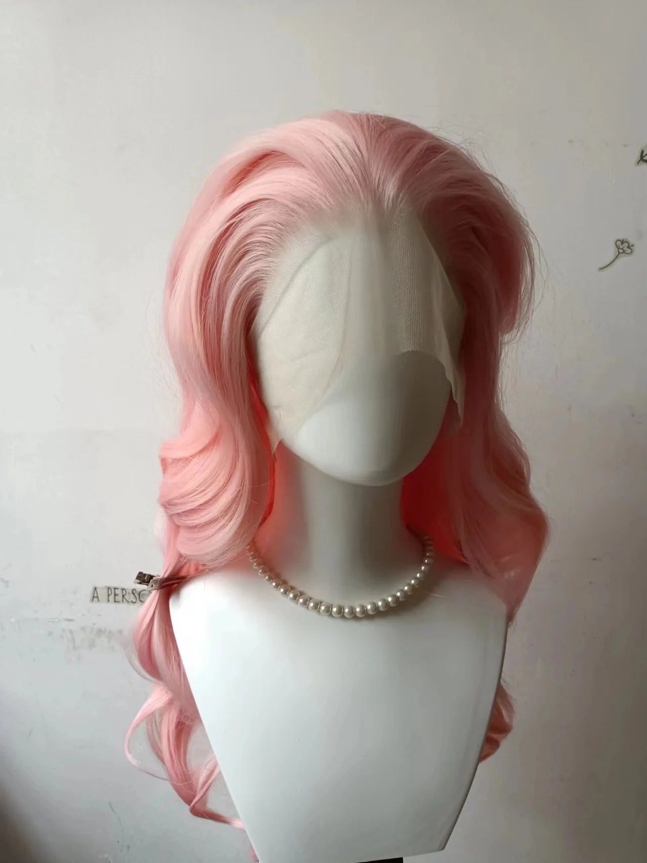 13x4 Lace Front Wig Pink Lolita Long Wavy Hair Wig for Women High Temperature Fibers Synthetic Lace Wigs Wear and Go Cosplay