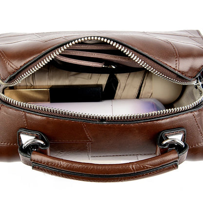 New Fashion Crossbody Bags Women's Genuine Leather Bag Simple Tote Bag Vintage Boston Handbag Luxury Design Female Shoulder Bags