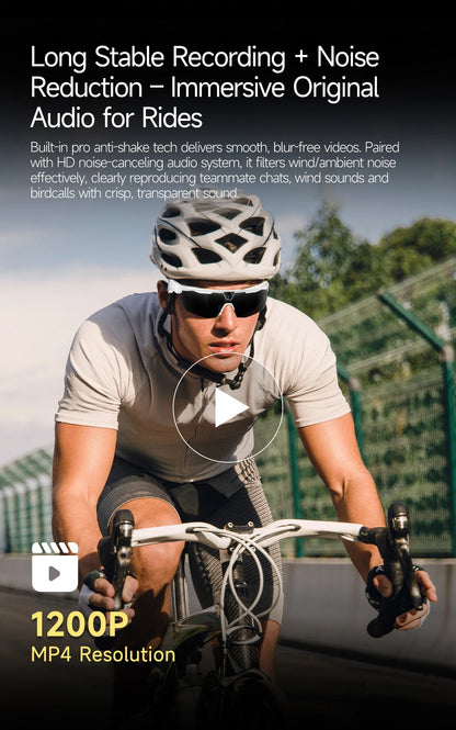 LIGE New Smart Glasses 800W Pixels Camera  1080P Video Waterproof Outdoor Cycling UV protection Bluetooth Call Smart Sunglasses