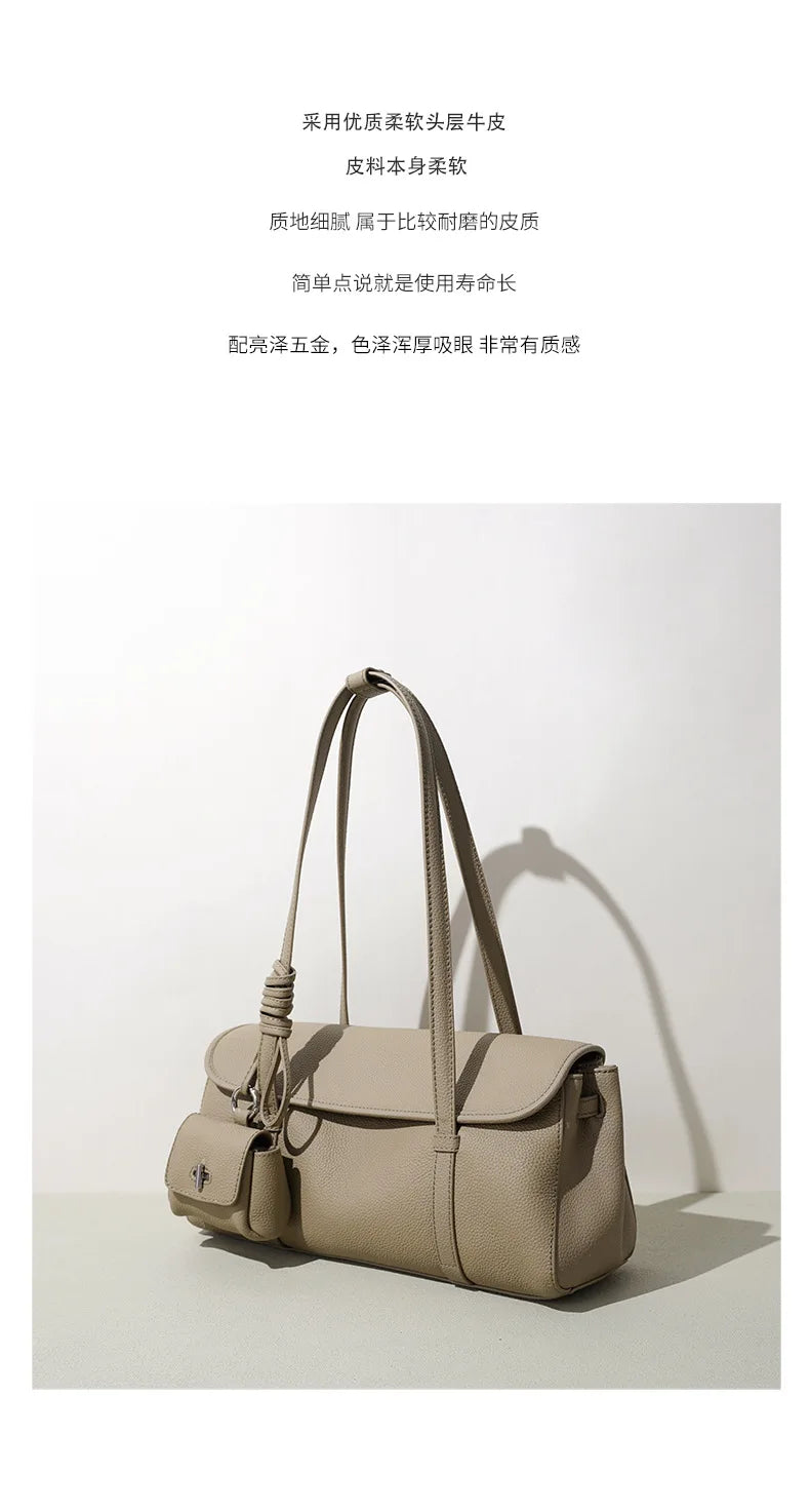 Women's Genuine Grade Cowhide Leather Fashion Tote Handbag Luxury Designer Brand Ladies Shoulder Underarm Bag for Woman 2026 New