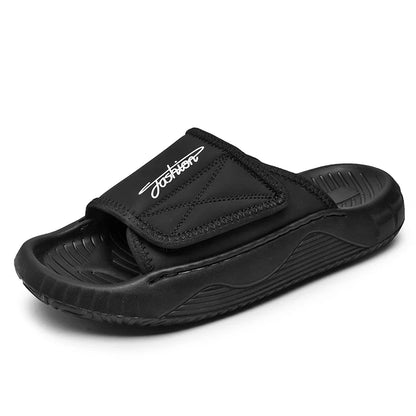 Leisure Walk Mens Slippers Outdoor Leather Male Slides Sneakers Summer Beach Shoes Sandals for Male Large Size Casual Half Drag