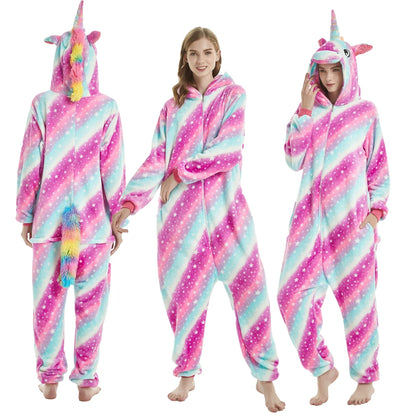 Adults Animal Cosplay Pajamas Flannel Onesies Costume Jumpsuit Pajamas Hooded Sleepwear Halloween One Piece for Performing