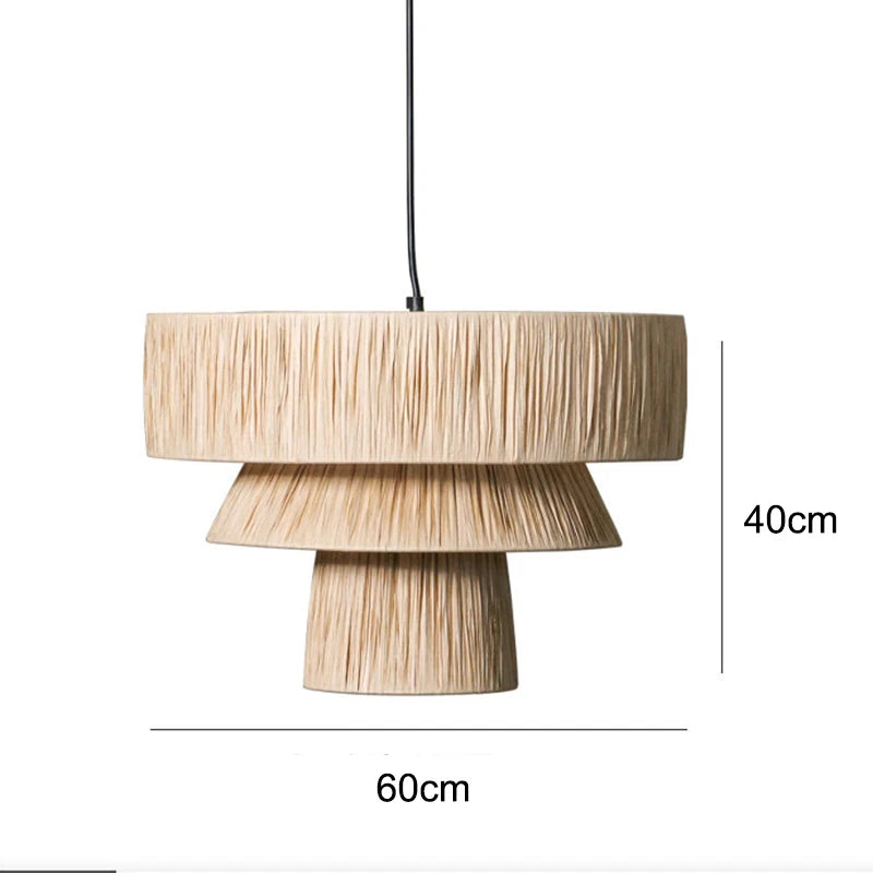 Golden Editions Designer Chandelier woven Rattan Straw Pendant Lights large Rattan lighting suspension wabi sabi Restaurant lamp