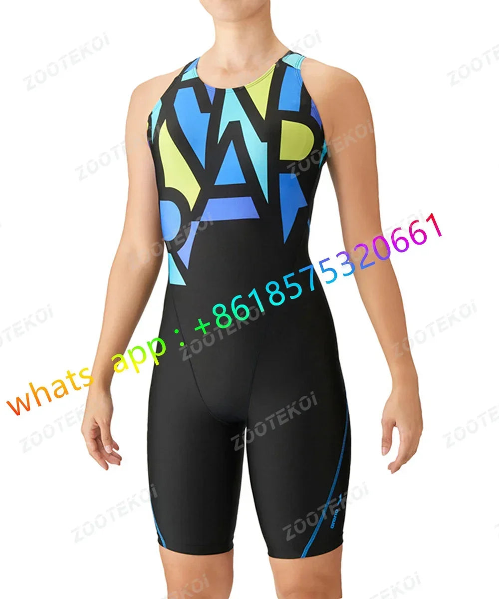 Women One Piece Swimwear Knee Length Swimsuit Bodysuit Swimming Pool Sports Professional Training Comfortable Swimwear 2026