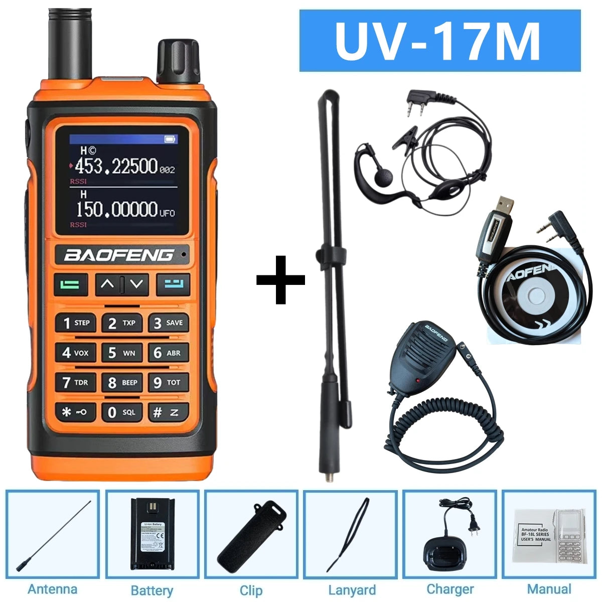 Baofeng 10W Ham Radio Uv-17R Long Range Walkie Talkie 999Ch Wireless Copy Air Band Type-C Emergency Tool For Enthusiasts