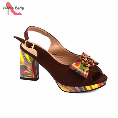2024 New Design Italian Women Shoes and Bag to Match in Super High Heels in Yellow African Ladies Sandals for Wedding Party