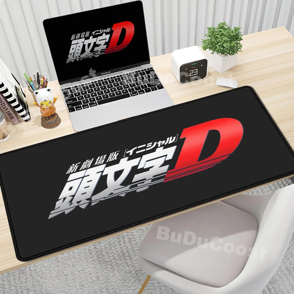 Gaming Mouse Pad Non-slip Mausepad Anime Initial D Keyboard Mats Large Office Deskmat Black And White Art Rubber Mice Pad Carpet