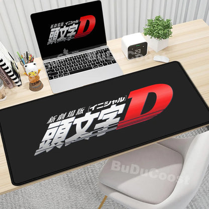 Gaming Mouse Pad Non-slip Mausepad Anime Initial D Keyboard Mats Large Office Deskmat Black And White Art Rubber Mice Pad Carpet