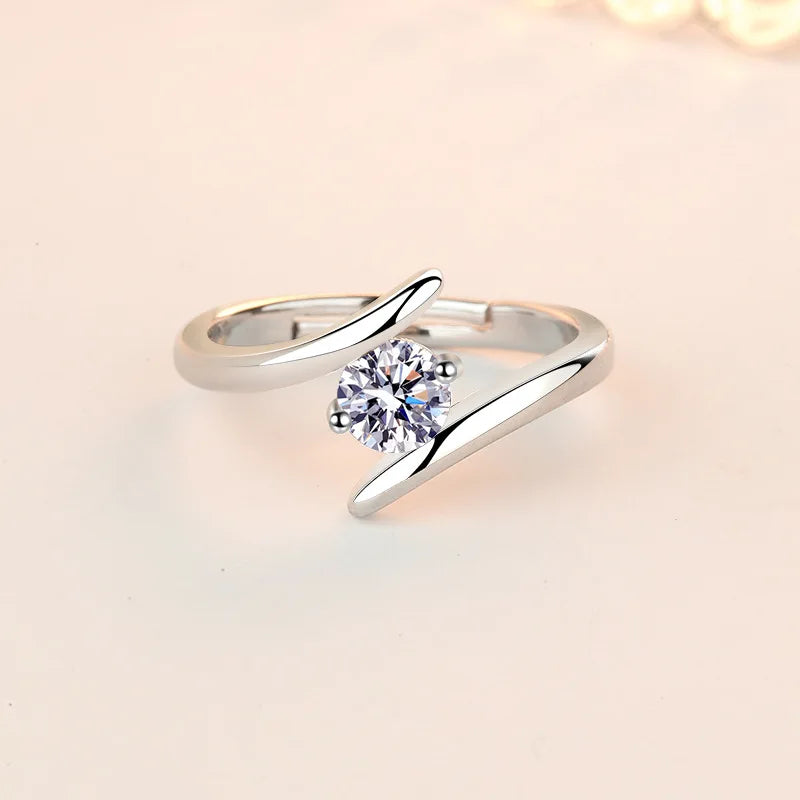 925 Sterling Silver Ring Heart AAA Zircon Open adjustable Engagement For Women Wedding Fashion Jewelry Party Gifts