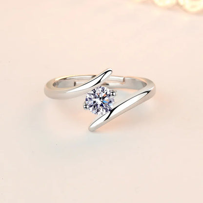 925 Sterling Silver Ring Heart AAA Zircon Open adjustable Engagement For Women Wedding Fashion Jewelry Party Gifts