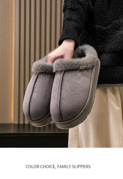 Women Fluffy Slippers for Autumn Winter Indoor EVA Thick Sole Anti-Slip Warm Unisex House Shoes
