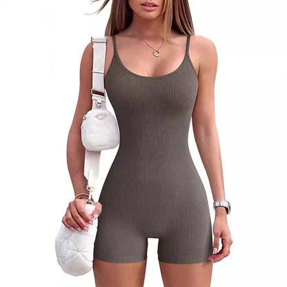Women's Jumpsuits Basic Suspenders One Piece Tight Sexy Base Pink Playsuit Y2k Bodysuits