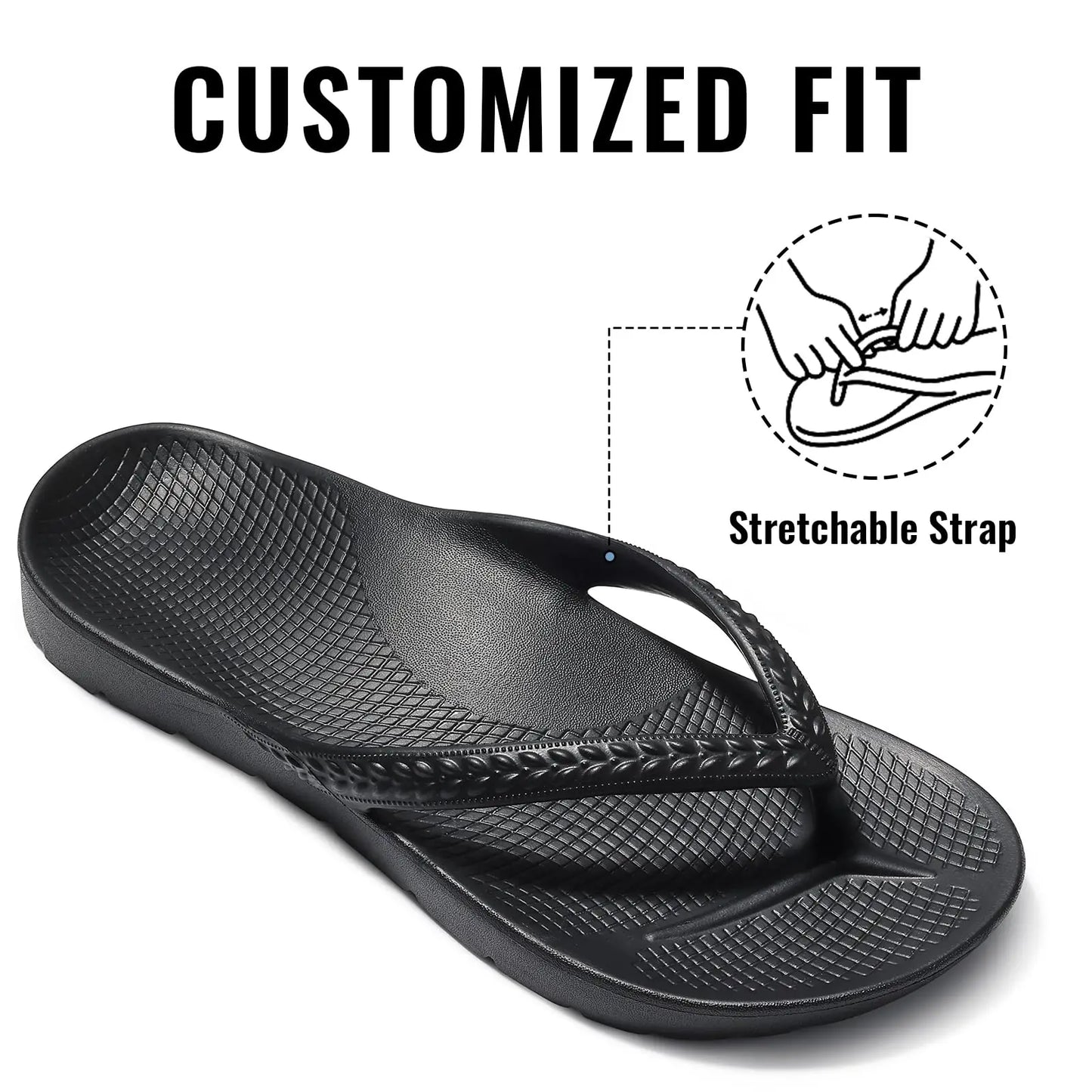 Asgard Summer Flip Flops Comfort Non-slip Flat Rubber Sandals With Stretchable Strap Unisex Cozy Casual  Beach Vacation Slippers