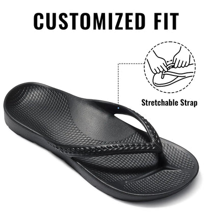 Asgard Summer Flip Flops Comfort Non-slip Flat Rubber Sandals With Stretchable Strap Unisex Cozy Casual  Beach Vacation Slippers