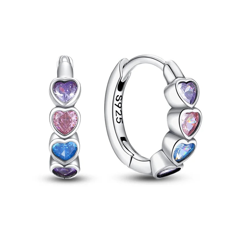 925 Sterling Silver Star Moon Heart Shape Earrings Jewelry Versatile Hoop Earrings For Women Jewelry Fine Birthday Party Gifts
