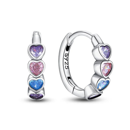 925 Sterling Silver Star Moon Heart Shape Earrings Jewelry Versatile Hoop Earrings For Women Jewelry Fine Birthday Party Gifts