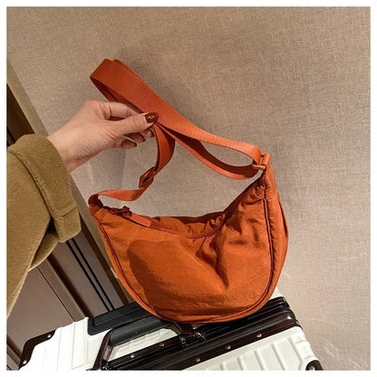 Casual Nylon Hobos Crossbody Bag for Women Shoulder Bag Woman Half Moon Chest Bags Tote Lady Travel Shopper Bag Female Purses