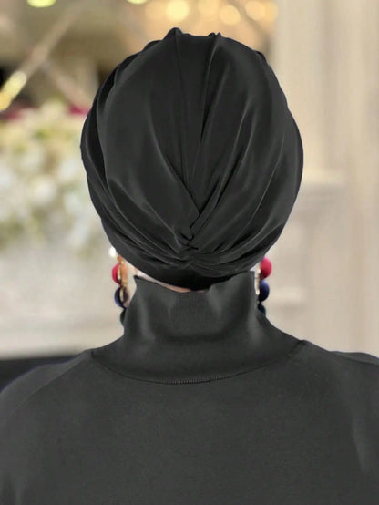1PCS Thin Inner Hijab Women Rhinestone Instant Turban Threaded Texture Fabric Lightweight Breathable Comfortable Women Headscarf
