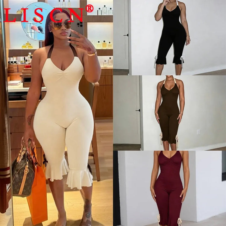 10 Bulk Items Wholesale Lots Jumpsuits for Women Sexy Sleeveless Printing Bodycon Rompers Party Club Clothes K17340