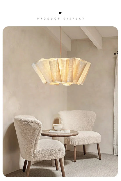 Japanese Wabi-Sabi Style Fabric Chandeliers Medieval Vintage Tea Room Restaurant Pendant Lights Lighting Bedroom Lustre Lamps
