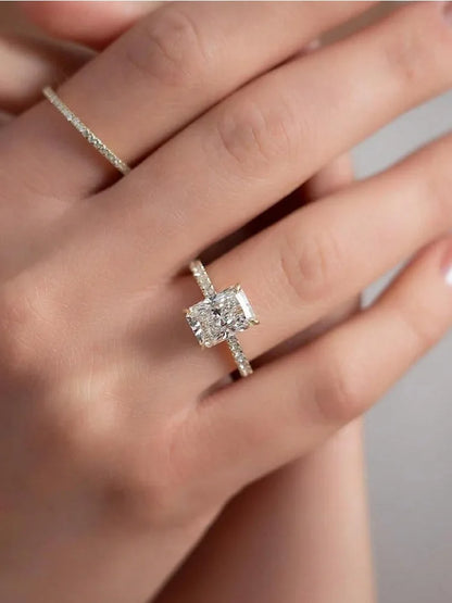 925 Sterling Silver 2-5CT Rectangle Zircon Gorgeous Shiny Ring For Women Anniversary Wedding Luxury High Quality Fine Jewelry