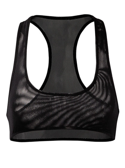 Women's Simple Slimming Street-Style Solid Color Semi-sheer Sleeveless Crop Top Women Gym Outfit