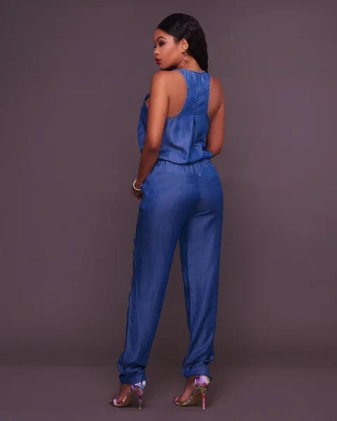 Oversize Summer Sleeveless Wash Vest Denim Jumpsuits Women Pleated Vintage Overalls Romper Streetwear Loose Clothes Fashion Jean