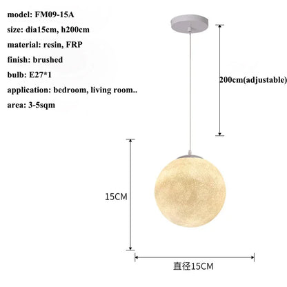 Nordic Moon Led Pendant Lights for Living Room Dining Bedroom Home Decorations Chandelier Cafe Restaurant Hanging Lamp Luminaire