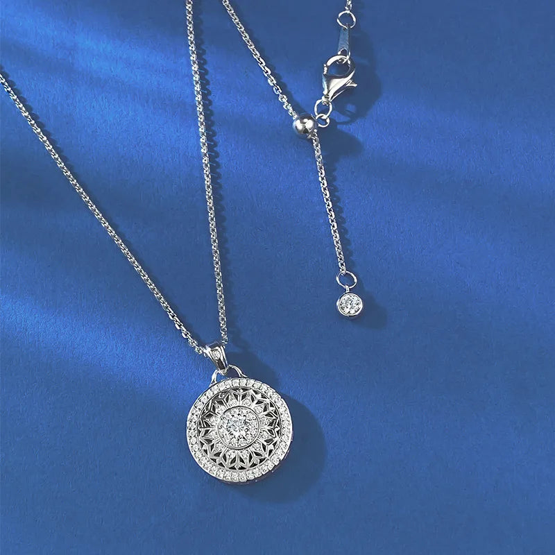 Luxury 18K Solid Platinum PT950 certifid Eight Treasures Compass Pendant Style National Style Necklace Adjustable for Women