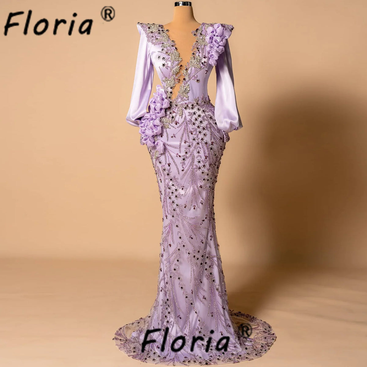 Luxury Heavy Beads Mermaid Evenin Dress Couture Lilac Full Crystals Wedding Engagement Gowns vestidos de fiesta elegantes 2025