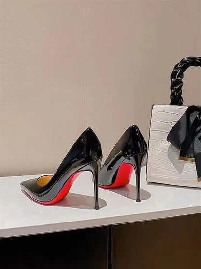 Black Women's elegant high heels Red Shiny Bottoms Luxury Brand Women heels 2026 trend Pointed Toe Sexy Party Pumps shoes Women