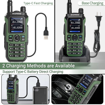 Baofeng UV-21 PRO Walkie Talkie V2 Long Range Multi-band Portable Ham Two Way Radio Wireless Copy Frequency Type-C For Hunting