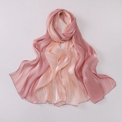 Two-color Shimmer Shiny Satin Hijab Crinkle Scarves Shawl Women Muslim Hijab Crepe Bandana Islamic Shimmer Silk Hijab
