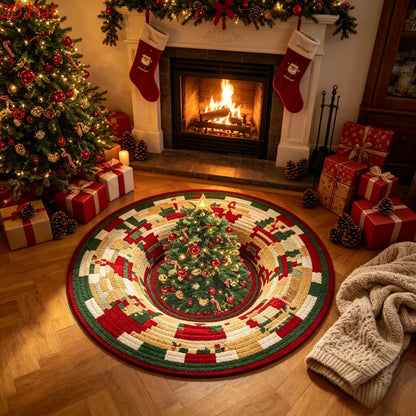 Christmas Day Rugs for Bedroom Anti-slip Bedside Red Rug Round Living Room Decoration Waterproof Carpet Washable Study Floor Mat