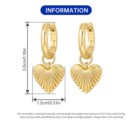 Original 925 Sterling Silver Heart Vintage Luxury Earrings Fashion 18K Gold Hoop Earrings for Women Piercing Jewelry Aretes 2026