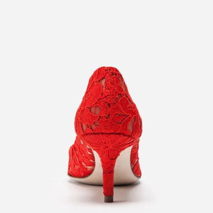 Mesh lace high-heeled shallow mouth shoes 2026 new pointed crystal buckle slim heel fashionable banquet women's single shoes